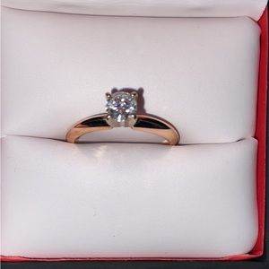 14KW 1/2 CT PC with a rose gold Leafy design band